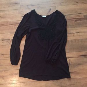 Black Tobi Mini Dress with Slit Sleeves